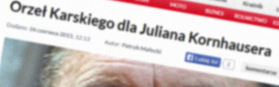 Orzeł Karskiego dla Juliana Kornhausera.